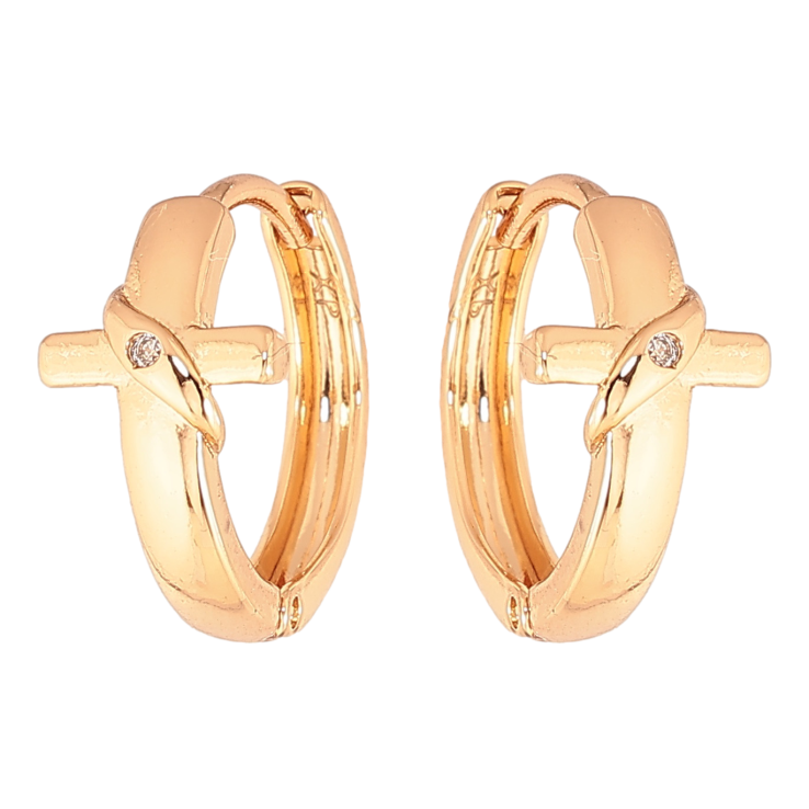 Серьги Xuping цвет позолота 18К колечки крестики с кристаллами фото №11