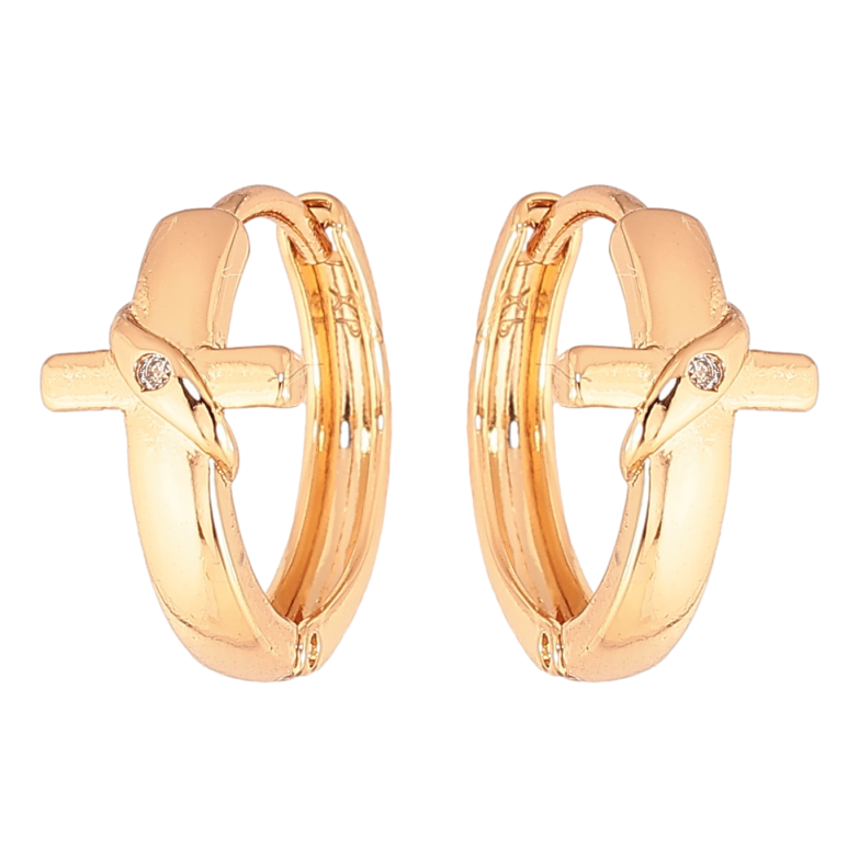 Сережки Xuping колір позолота 18К колечка хрестики з кристалами фото №1