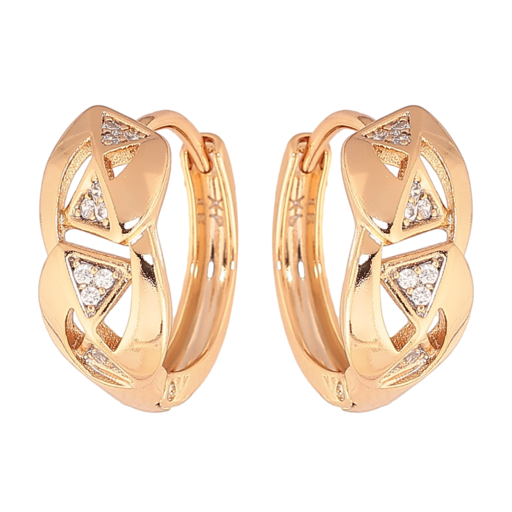 Серьги Xuping цвет позолота 18К колечки узор с кристаллами фото №10