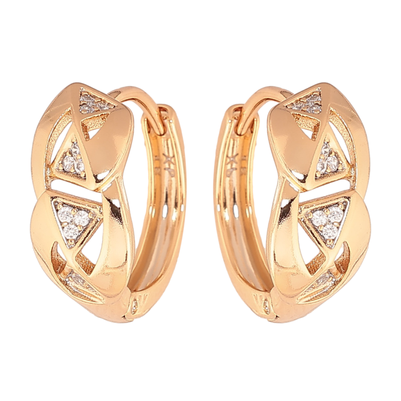 Сережки Xuping колір позолота 18К колечка візерунок з кристалами фото №1