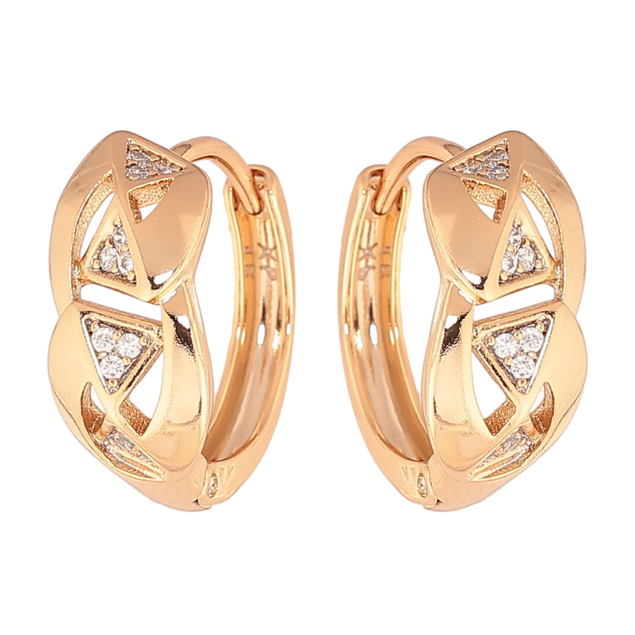 Серьги Xuping цвет позолота 18К колечки узор с кристаллами фото №1