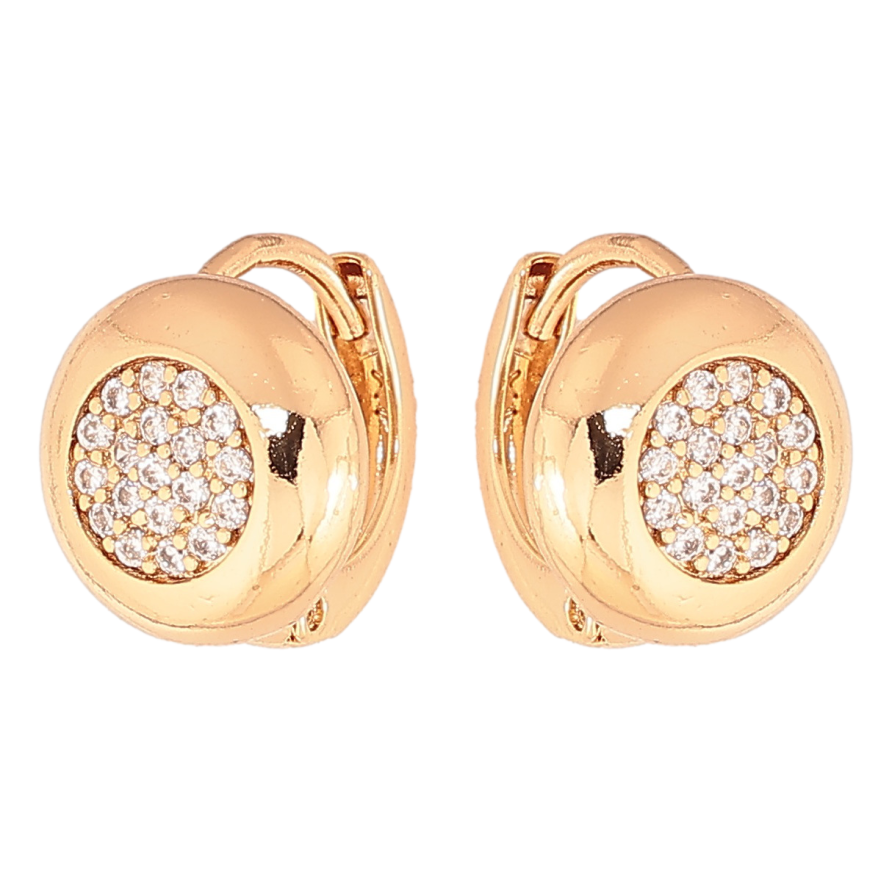 Серьги Xuping цвет позолота 18К колечки узор с инкрустацией кристаллами фото №1