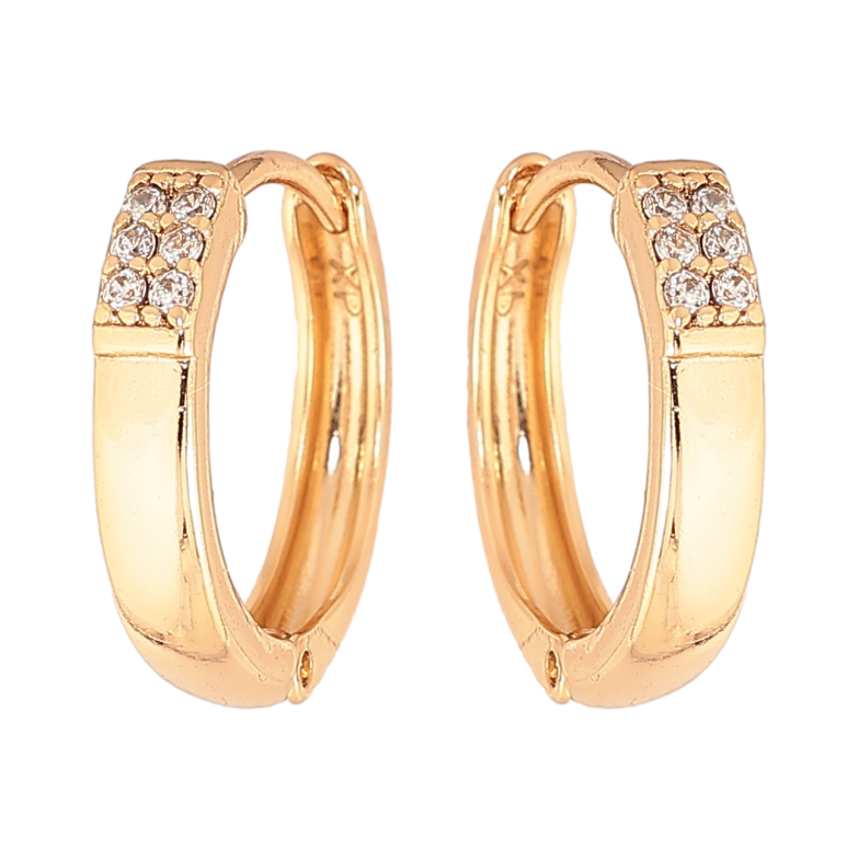 Серьги Xuping цвет позолота 18К колечки узор с кристаллами фото №1