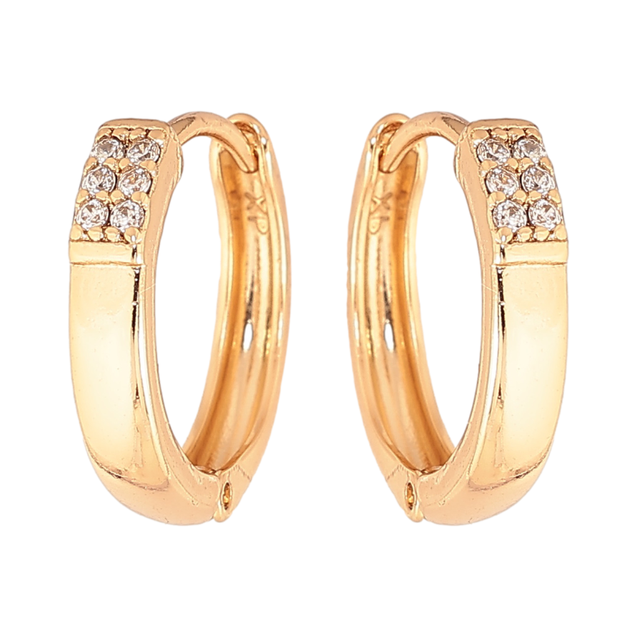 Сережки Xuping колір позолота 18К колечка візерунок з кристалами фото №1