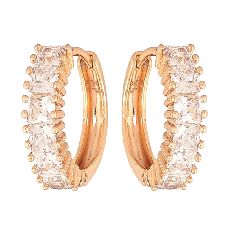 Серьги Xuping цвет позолота 18К колечки дорожки кристаллов фото №5