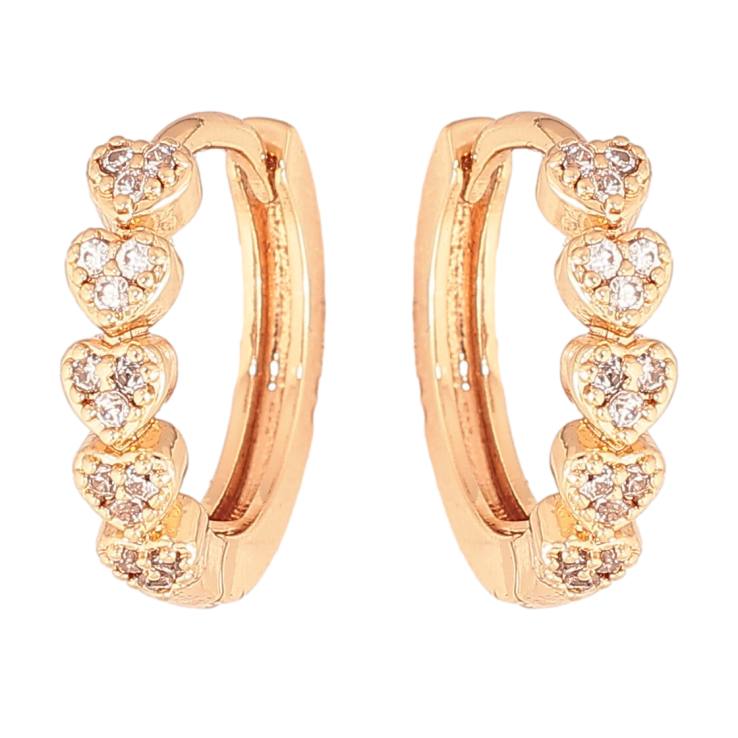 Серьги Xuping цвет позолота 18К колечки узор сердечки с кристаллами фото №23