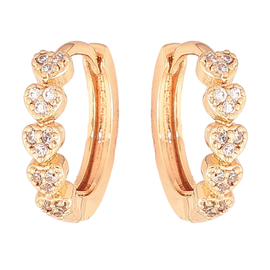 Серьги Xuping цвет позолота 18К колечки узор сердечки с кристаллами фото №1