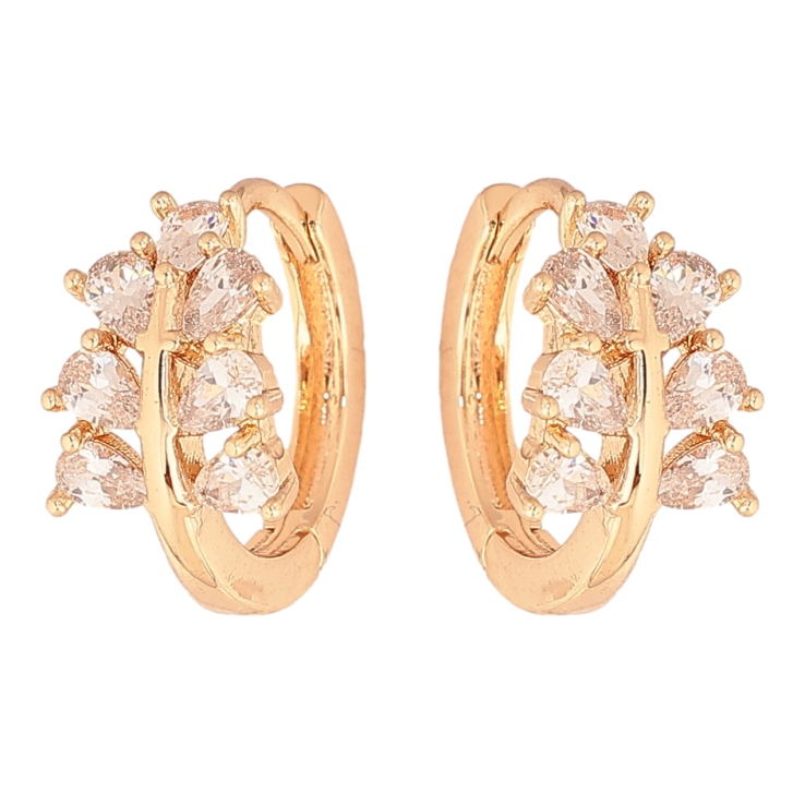 Серьги Xuping цвет позолота 18К колечки узор с кристаллами фото №20