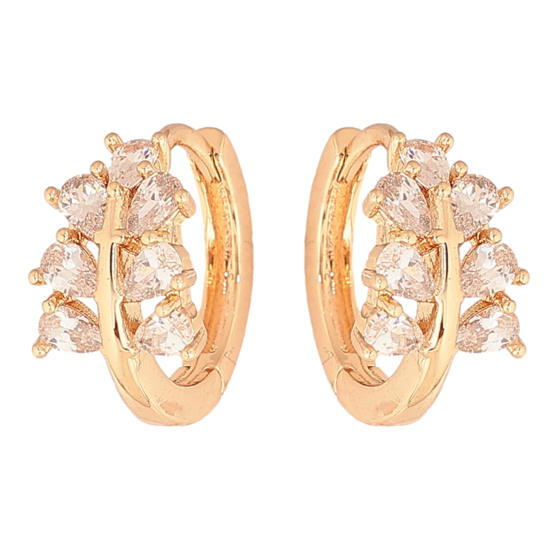 Серьги Xuping цвет позолота 18К колечки узор с кристаллами фото №1