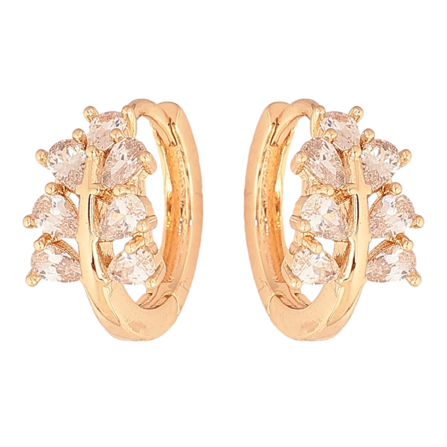 Серьги Xuping цвет позолота 18К колечки узор с кристаллами фото №1