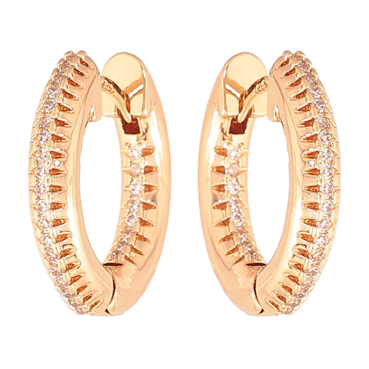 Серьги Xuping цвет позолота 18К колечки дорожки кристаллов фото №25