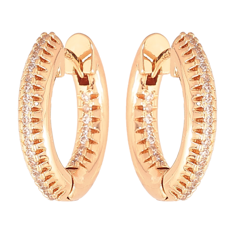 Серьги Xuping цвет позолота 18К колечки дорожки кристаллов фото №1