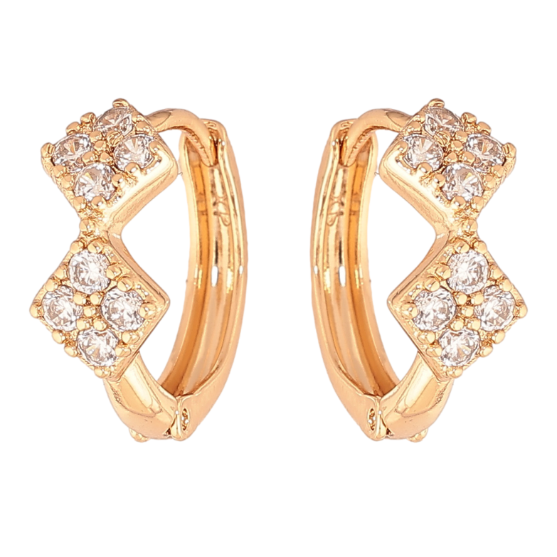 Серьги Xuping цвет позолота 18К колечки узор с кристаллами фото №1