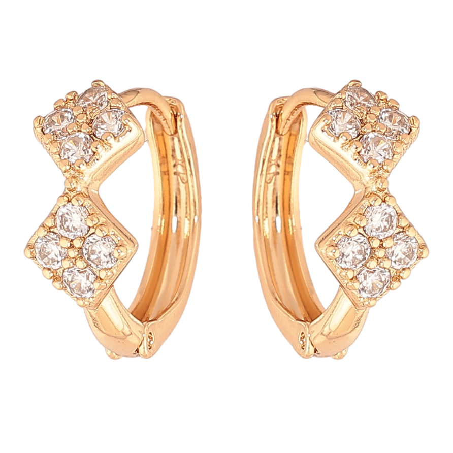 Серьги Xuping цвет позолота 18К колечки узор с кристаллами фото №1