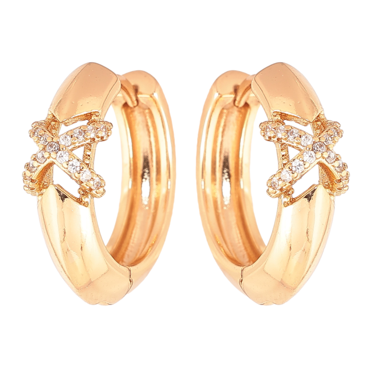 Серьги Xuping цвет позолота 18К колечки узор с кристаллами фото №18