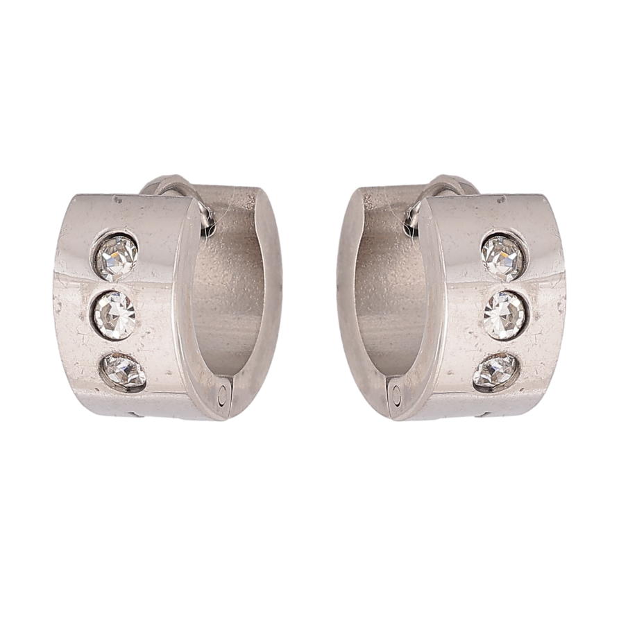 Сережки колечка "Візерунок з кристалами" фото №1 Сережки колечка "Візерунок з кристалами" фото №1