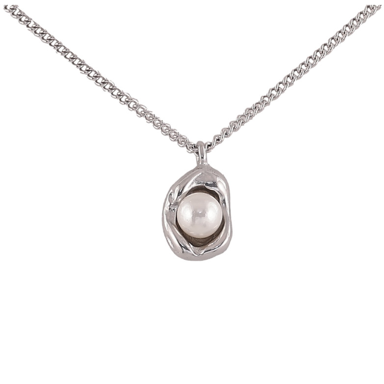 Підвіска на ланцюжку Нержавіюча сталь "Візерунок з перлиною" довжина 41-46см х 1мм фото №7