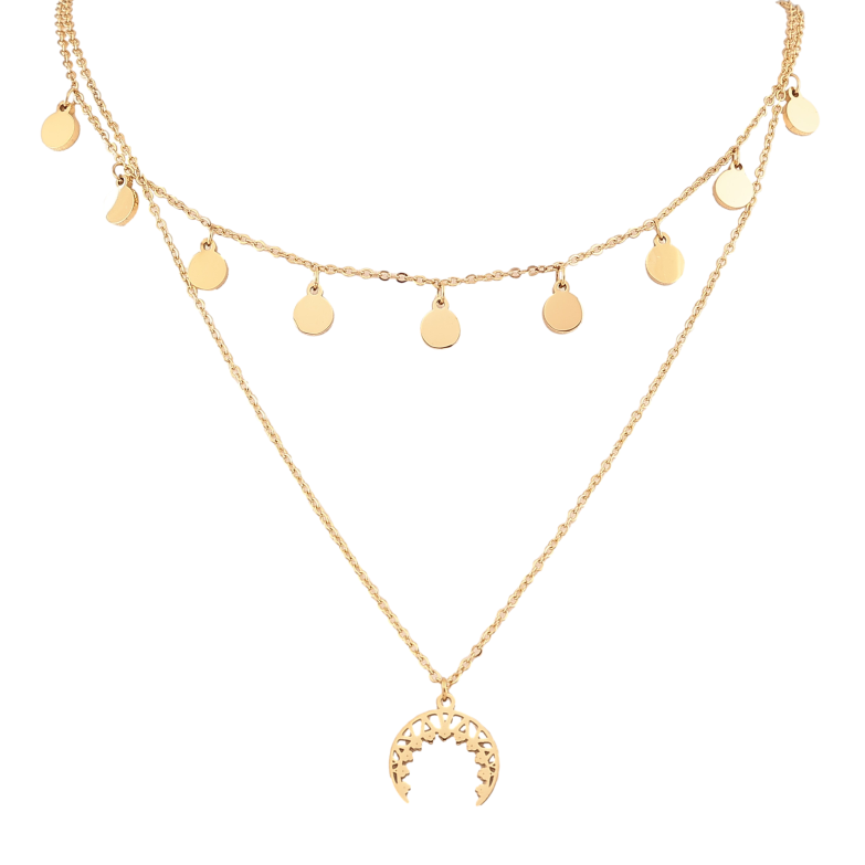 Колье Нержавеющая сталь "Двойная цепочка с подвесками" длина 36-41см х 1,5мм фото №1 Колье Нержавеющая сталь "Двойная цепочка с подвесками" длина 36-41см х 1,5мм фото №1