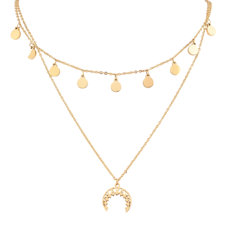 Колье Нержавеющая сталь "Двойная цепочка с подвесками" длина 36-41см х 1,5мм фото №1 Колье Нержавеющая сталь "Двойная цепочка с подвесками" длина 36-41см х 1,5мм фото №1