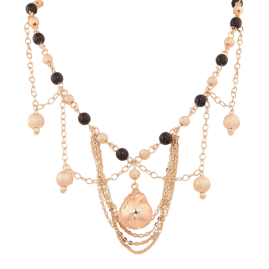 Кольє Xuping M&L колір 18К "Візерунок з чорними намистинами" довжина 45-50см х 5-6мм фото №1