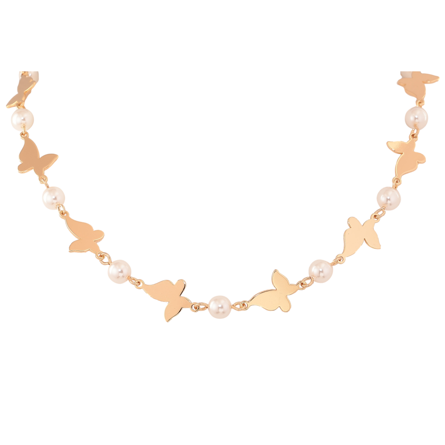Кольє Xuping M&L колір 18К "Метелики з перлинами" розмір 44-49см х 6-12мм фото №1