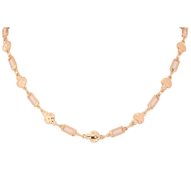 Колье Xuping M&L цвет 18К "Узор с грибочками и белой эмалью" размер 45.5см х 4-7мм фото №1