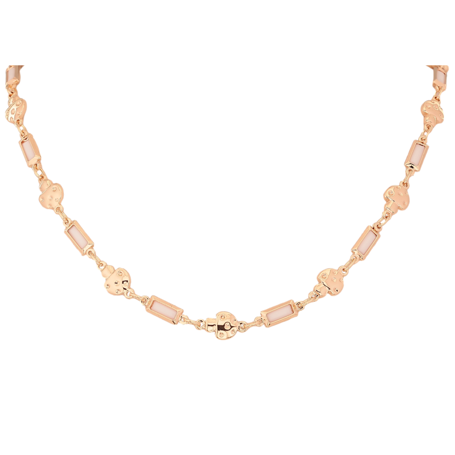 Колье Xuping M&L цвет 18К "Узор с грибочками и белой эмалью" размер 45.5см х 4-7мм фото №1