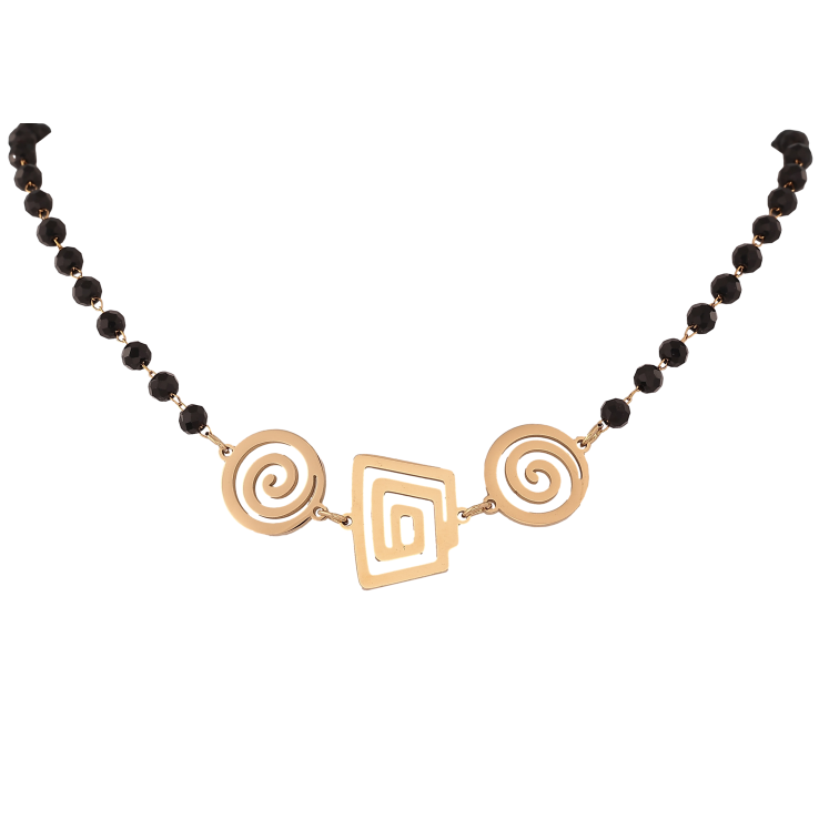 Кольє Xuping ТТМ Stainless Steel колір 14К "Чорне намисто з декоративною вставкою" довжина 44-49см х 4-16мм фото №9 Кольє Xuping ТТМ Stainless Steel колір 14К "Чорне намисто з декоративною вставкою" довжина 44-49см х 4-16мм фото №9