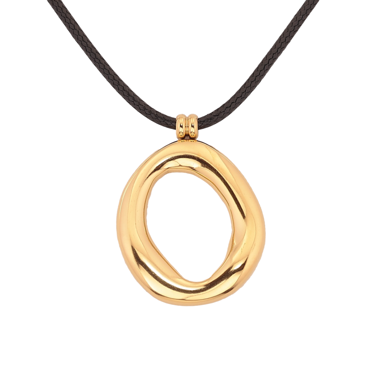 Підвіска на шнурі Xuping ТТМ Stainless Steel колір 14К "Кругла підвіска" довжина 42-47см х 2мм фото №6