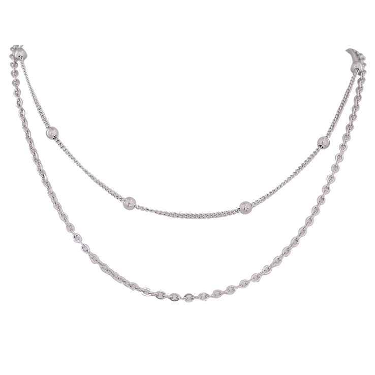 Кольє Xuping ТТМ Stainless Steel колір Родій "Подвійний ланцюжок з намистинами" довжина 41-46см х 1.5-4мм фото №13 Кольє Xuping ТТМ Stainless Steel колір Родій "Подвійний ланцюжок з намистинами" довжина 41-46см х 1.5-4мм фото №13