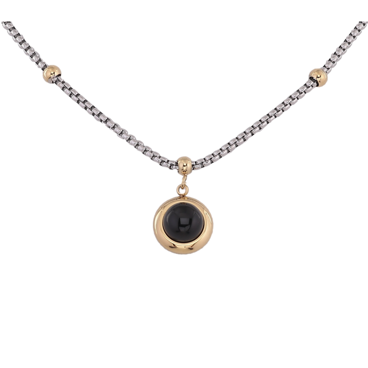 Підвіска на ланцюжку Xuping ТТМ Stainless Steel колір Родій+Позолота 14К "Коло з чорною вставкою" довжина 45-50см х 2-4мм фото №18