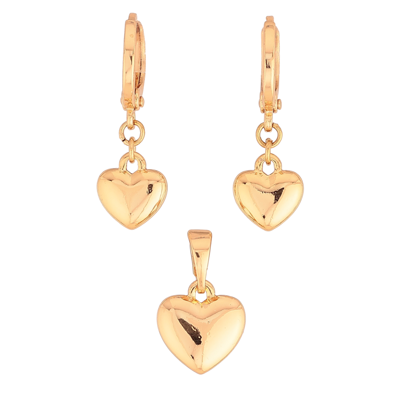 Набір Xuping колір Позолота 18K сережки кулон "Сердечки" фото №1 Набір Xuping колір Позолота 18K сережки кулон "Сердечки" фото №1
