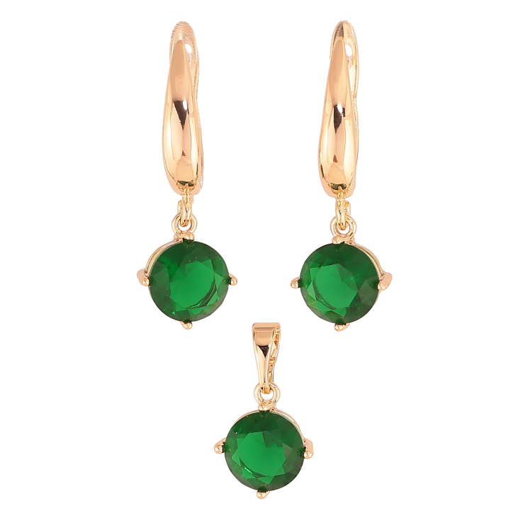 Набір Xuping M&L колір 18K Сережки Кулон "Зелені кристали" ø 8мм фото №20 Набір Xuping M&L колір 18K Сережки Кулон "Зелені кристали" ø 8мм фото №20