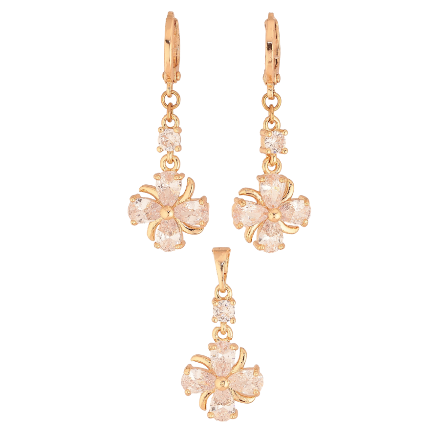 Набір Xuping M&L колір 18K Сережки Кулон "Кристальні квіточки" фото №1