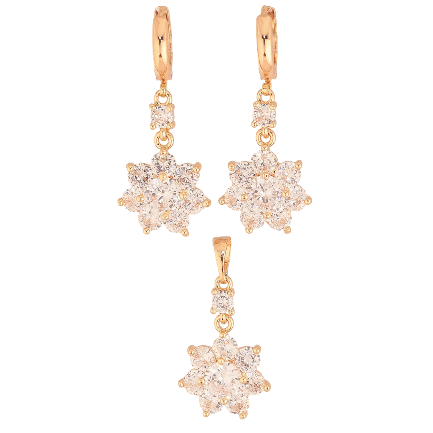 Набір Xuping M&L колір 18K Сережки Кулон "Кристальні квіточки" фото №1