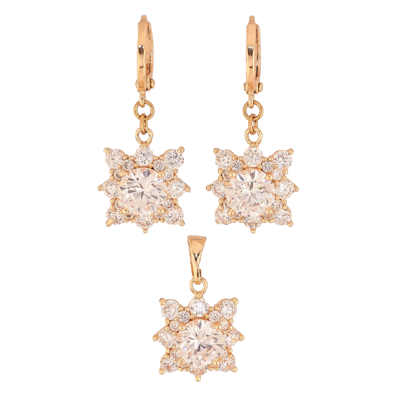 Набір Xuping M&L колір 18K Сережки Кулон "Кристальні зірки" фото №1 Набір Xuping M&L колір 18K Сережки Кулон "Кристальні зірки" фото №1