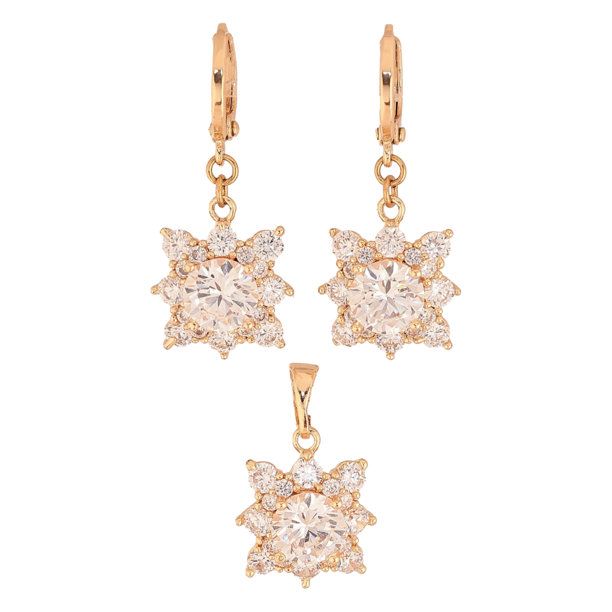 Набір Xuping M&L колір 18K Сережки Кулон "Кристальні зірки" фото №1 Набір Xuping M&L колір 18K Сережки Кулон "Кристальні зірки" фото №1