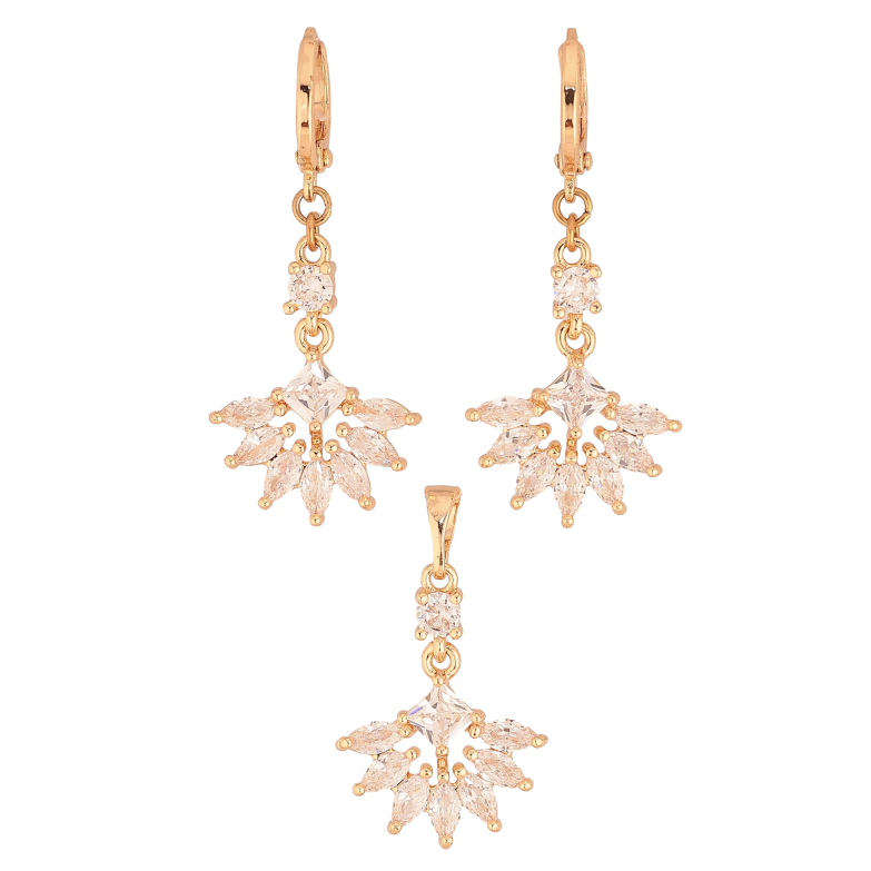 Набір Xuping M&L колір 18K Сережки Кулон "Вишукане кристальне віяло" фото №1 Набір Xuping M&L колір 18K Сережки Кулон "Вишукане кристальне віяло" фото №1