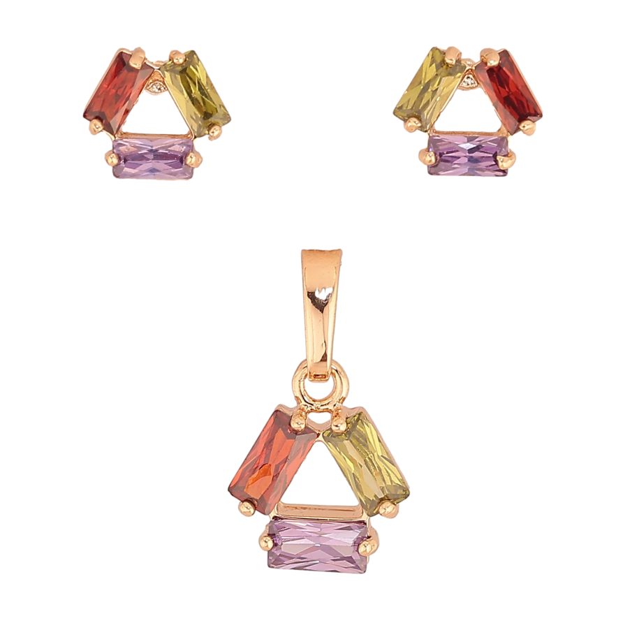 Набір Xuping M&L колір 18K Сережки Кулон "Різнокольорові кристали" фото №1