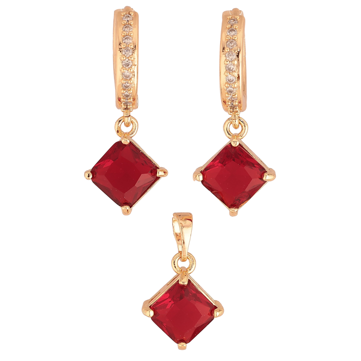 Набір Xuping M&L колір 18K Сережки Кулон "Червоні кристали" 8х8мм фото №14 Набір Xuping M&L колір 18K Сережки Кулон "Червоні кристали" 8х8мм фото №14