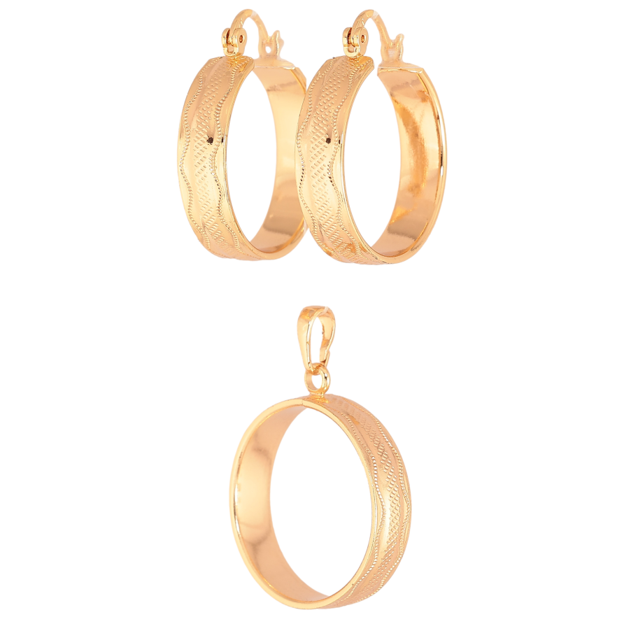 Набір Xuping M&L колір 18K Сережки Кулон "Кільця" ø 2.5см фото №1