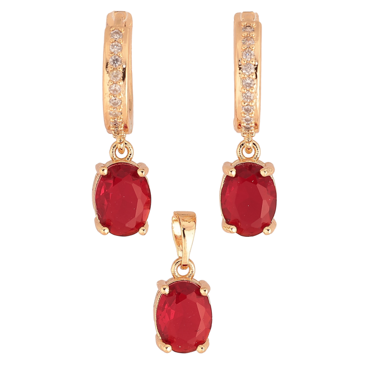 Набір Xuping M&L колір 18K Сережки Кулон "Червоні кристали" 7х9мм фото №12 Набір Xuping M&L колір 18K Сережки Кулон "Червоні кристали" 7х9мм фото №12