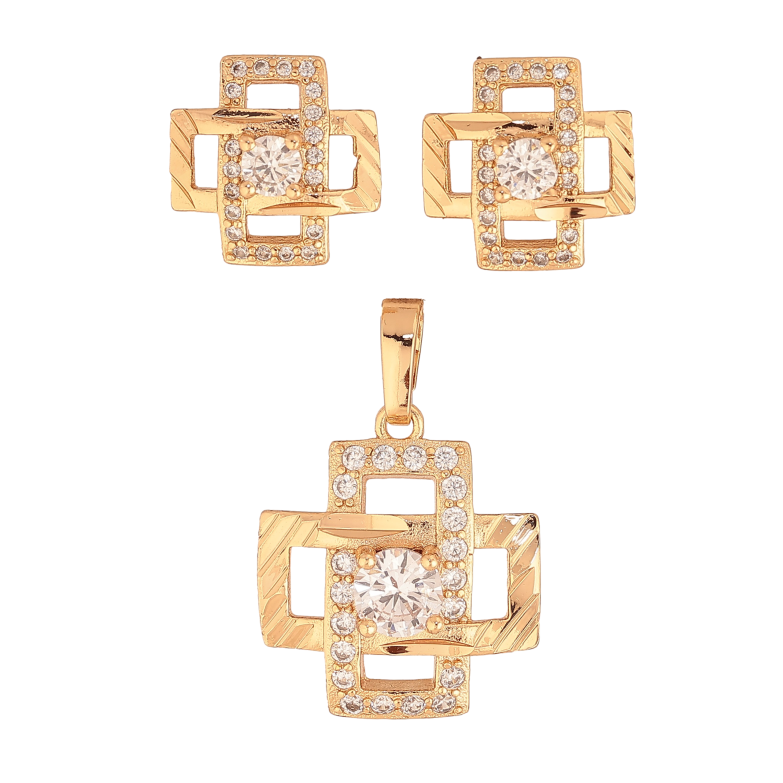 Набір Xuping колір Позолота 18K Сережки Кулон "Декоративні хрести з кристалами" фото №1