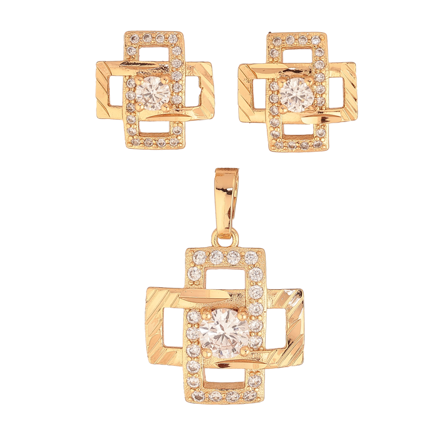 Набір Xuping колір Позолота 18K Сережки Кулон "Декоративні хрести з кристалами" фото №1