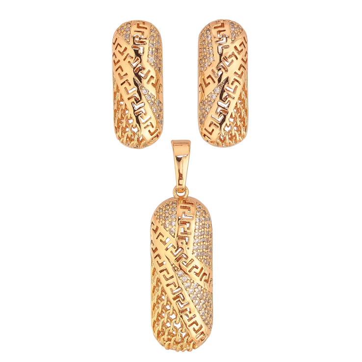 Набір Xuping колір Позолота 18K Кулон сережки "Декоративний комбінований орнамент з дрібними кристалами" фото №8 Набір Xuping колір Позолота 18K Кулон сережки "Декоративний комбінований орнамент з дрібними кристалами" фото №8