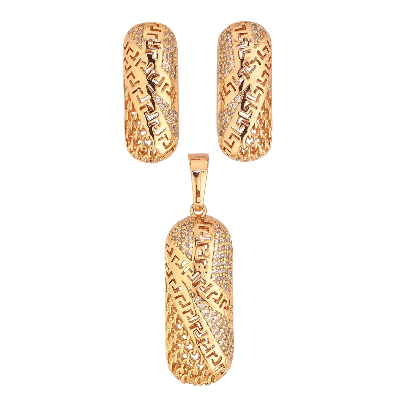 Набір Xuping колір Позолота 18K Кулон сережки "Декоративний комбінований орнамент з дрібними кристалами" фото №1 Набір Xuping колір Позолота 18K Кулон сережки "Декоративний комбінований орнамент з дрібними кристалами" фото №1