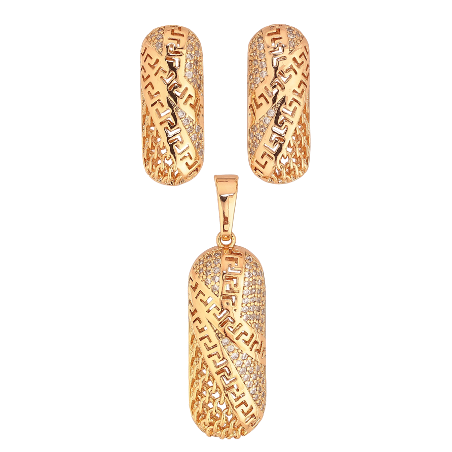 Набір Xuping колір Позолота 18K Кулон сережки "Декоративний комбінований орнамент з дрібними кристалами" фото №1 Набір Xuping колір Позолота 18K Кулон сережки "Декоративний комбінований орнамент з дрібними кристалами" фото №1