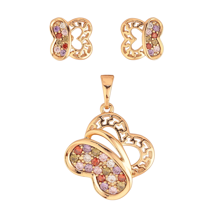 Набір Xuping Позолота 18K Сережки Кулон Фігурні з різьбленим візерунком та кольоровим цирконієм фото №10 Набір Xuping Позолота 18K Сережки Кулон Фігурні з різьбленим візерунком та кольоровим цирконієм фото №10