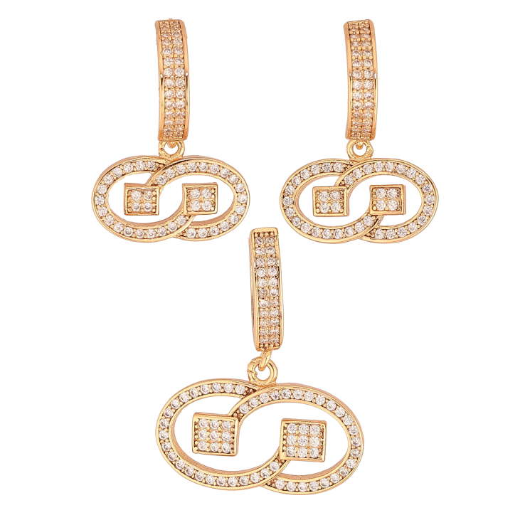 Набір Xuping колір Позолота 18K Сережки Кулон "Орнамент із кристалами" фото №11 Набір Xuping колір Позолота 18K Сережки Кулон "Орнамент із кристалами" фото №11