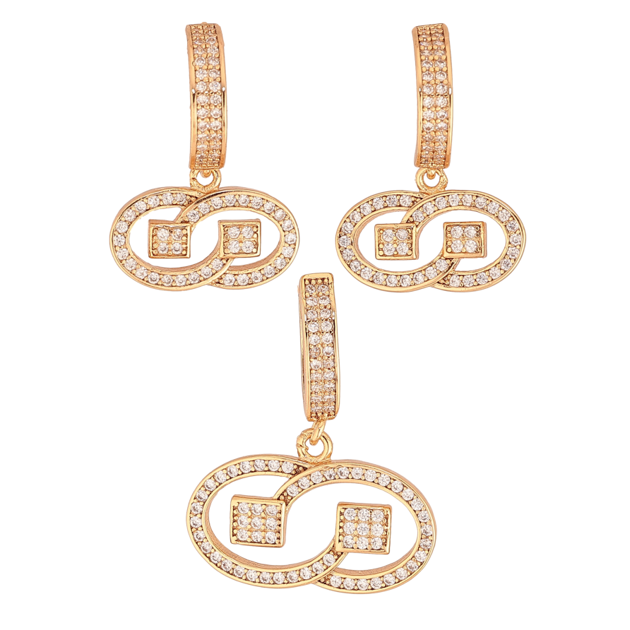 Набор Xuping цвет Позолота 18K Серьги Кулон "Орнамент с кристаллами" фото №1